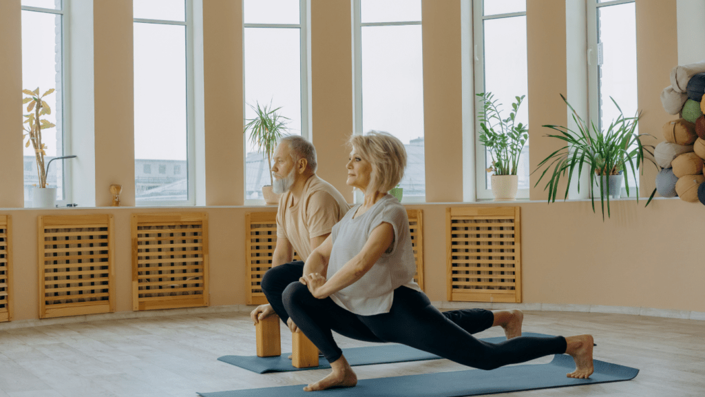 couple doing yoga exercise